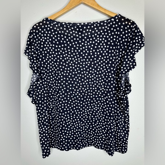 Ann Taylor black polkadot ruffle sleeve  blouse - Picture 7 of 7